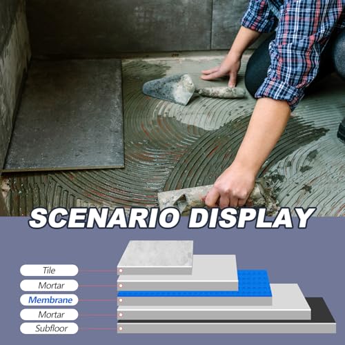 Drydiet 108 Sqft Uncoupling Membrane for Tile 1/8''(3mm), Blue - color: Blue, size: 108 Sqft