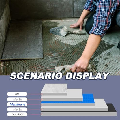 Drydiet 323 Sqft Uncoupling Membrane for Tile 1/8''(3mm), Blue - color: Blue, size: 323 Sqft