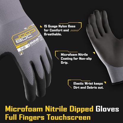 COOLJOB 36 Pairs Safety Work Gloves, Microfoam Nitrile Rubber Coated - size: Medium, style: 36 Pairs