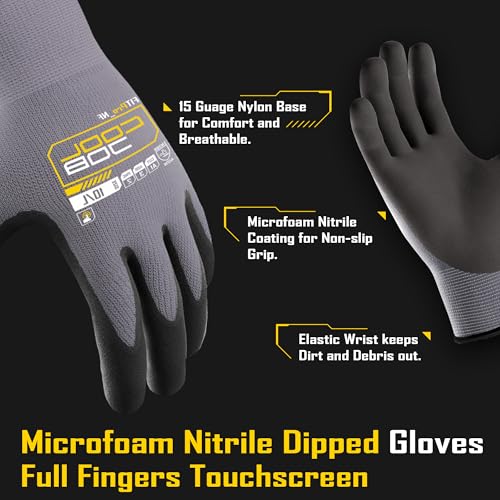 COOLJOB 3/12/36 Pairs Safety Work Gloves, Microfoam Nitrile Rubber Coated - size: Medium, style: 3 Pairs
