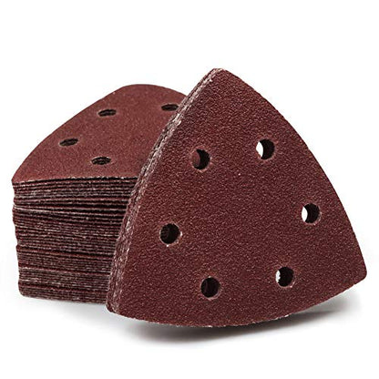 SPEEDWOX 50Pcs 80 Grit Triangle Sanding Pads, 90mm 6 Holes for Multi Tool - style: 80 Grit
