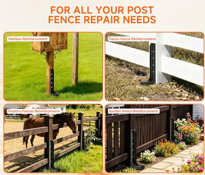 Fence Post Repair Kit, Quick Fix Leaning for 4x4/ 6x6 Wood Posts (2-Pack)