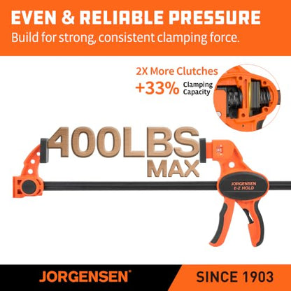 Jorgensen E-Z Hold 2-Pack 50" 300LBS Load Indicator Woodworking Bar Clamps - size: 50 inch