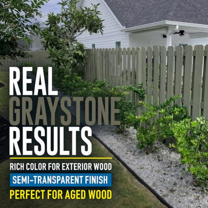 Wood Defender Semi-Transparent Fence Stain and Seal, Graystone, 5-Gallon - color: Graystone, size: 5 Gallon