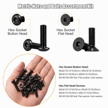 ZTF 4065pcs Metric Screw Assortment Kit, M2 M3 M4 M5 Assorted Screws - size: Flat+Button Head