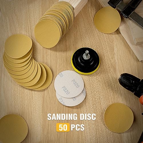 S SATC 50PCS 3 Inch Hook and Loop Sanding Disc 320 Grit Sanding Discs for Orbital Sander Aluminum Oxide Sandpaper for Woodworking Automotive Metal - style: 320Grit 50 pack