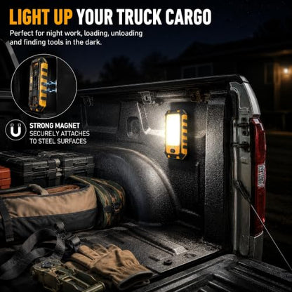 innofox LED Rechargeable Magnetic Work Light 1500Lumens, Hanging Hook 4 Lighting Modes, Job Site Lighting for Car Repairing, Camping, Hunting, and Hurricane(Orange)