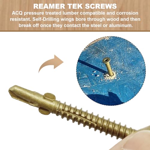 #10 x 1-5/8" Reamer Tek Torx/Star Head Self-Drilling Wood to Metal Screws - Tek Screws for Flatbeds, Trailers, or for Fastening Wood to Steel - T-25 Torx Screw Head (130 Pcs)… (Pack of 2) - size: #10x1-5/8" (Pack of 2)