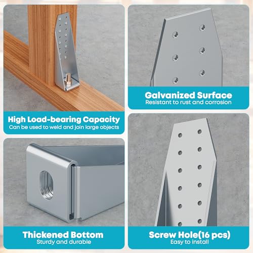 6 Pcs Steel Holdown Shearwall Attachment, Heavy Duty Tension Galvanized Deck Tie Bolted Holdown with Hot Dipped for Fixing Anchor,11-Gauge 3mm, Silver (6 Pcs) - color: 6 Pcs