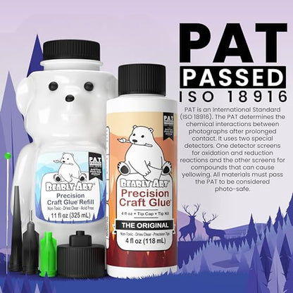 Bearly Art Precision Craft Glue Bundle - 4 fl oz Original & 11 fl oz Refill