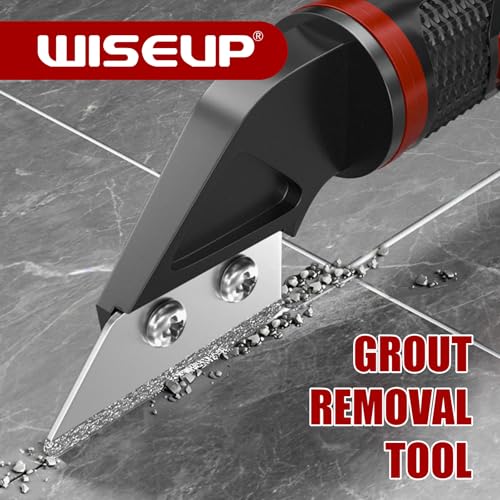 WISEUP Caulking Tool，6 in 1 Caulk Remover Tool with Grout Scraper，Brush
