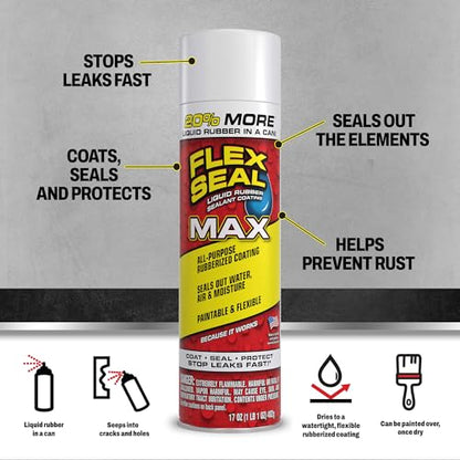 Flex Seal Spray Rubber Sealant Coating, Waterproof, White, 17 oz, 2-Pack - color: White, size: 17 oz (Pack of 2)