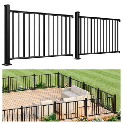 Egadis 2 Pack 36 in x 5 ft Modular Aluminum Porch and Deck Railing Kit - color: Level 5ft - 2panel 2post
