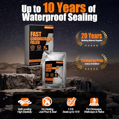 Concrete Crack Filler 1 Pack,Self-Leveling High Elasticity Cement Sealant, Quick-Drying and Waterproof Concrete Caulk for Driveway,Walkway, Patio, Joint Repair, Indoor and Outdoor Use, Gray (20oz)