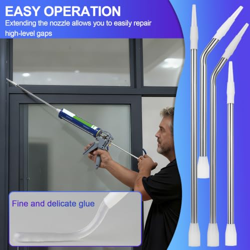 4 Pcs Handmade Stainless Steel Caulk Nozzle Extender 290-375mm