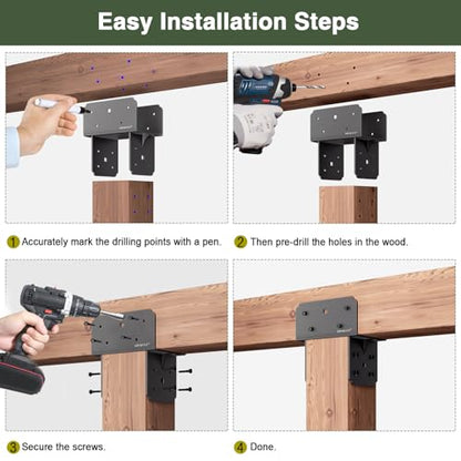 2Pack Post Tie Bracket Stainless Steel Beam Connector 6x6(Actual 5.5"x5.5") Wood Post to Beam Supporting Bracket Base Anchor, Black - size: P6x6-B(6x6/6x8), style: 2Pack