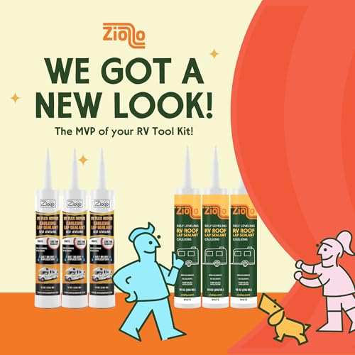 Ziollo RV Roof Lap Sealant - Self-Leveling EPDM Caulk for Rubber Roofs, Seams & Vents - Waterproof Sealant for Motorhomes, Trailers & Campers - White, 2-10 oz Tubes - size: 2 - 10 oz Tube