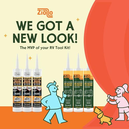 Ziollo RV Roof Lap Sealant - Self-Leveling EPDM Caulk for Rubber Roofs, Seams & Vents - Waterproof Sealant for Motorhomes, Trailers & Campers - White, 1-10 oz Tubes - size: 1 - 10 oz Tube