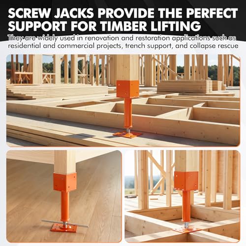 Screw Jack Post,4" x 4"Adjustable House Floor Jacks,13.4"-18.7"Height Range