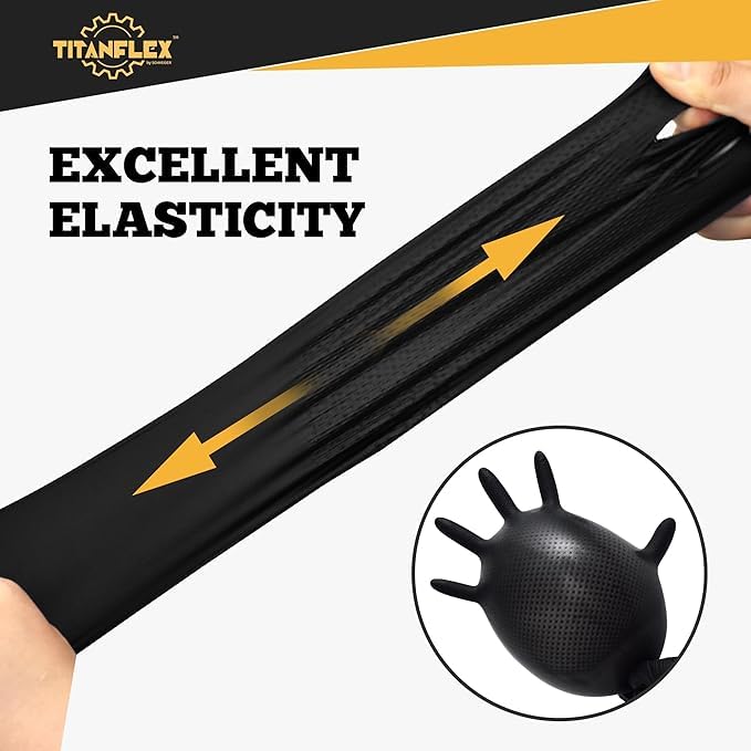 TitanFlex Heavy Duty Black Industrial Nitrile Gloves with Raised Diamond Texture, Latex Free 6mil - size: XX-Large