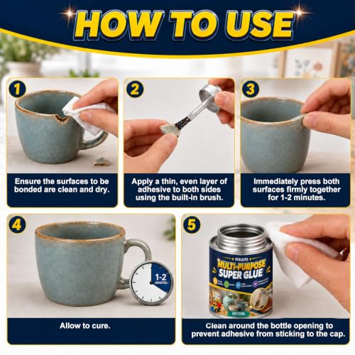 170ML Super Glue with Brush, All Purpose & Strong Adhesion, Clear