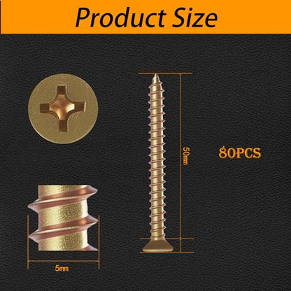 M5×50mm Phillips Countersunk Wood Screws,1022A Color Zinc - size: M5×50mm（80pcs）