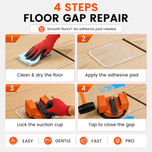 Floor Gap Fixer Tool Double 90° Suction Cup Flooring Repair Kit Pro