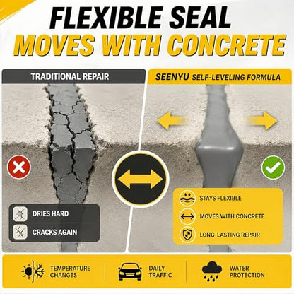 Concrete Cement Crack Filler Self-Leveling Sealant, 6PACK Waterproof Fast-Drying Concrete Sealer Repair, Flexible Easy DIY Crack Seal Gule for Driveway, Sidewalk, Patio, Garage Floor, Asphalt - size: 6PACK