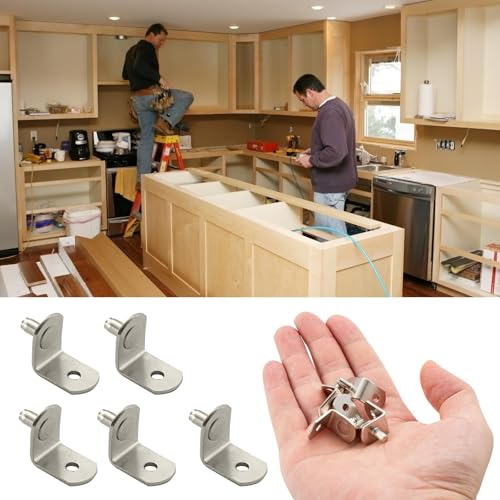 3/16 Inch Shelf Pins, Right Angle Cabinet Shelf Supports, 25 Pack