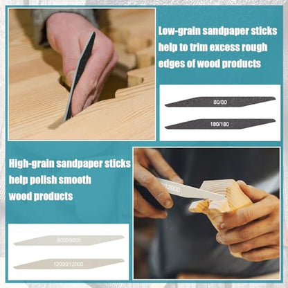 Honoson 20 Pcs Sanding Sticks Model, Low and High Grits, Double Angle Shape - style: Double Angle Shape
