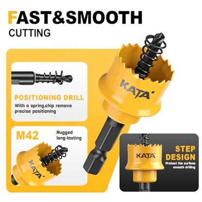 KATA 7/8" Bi-Metal Thin Wall Hole Saw for Thin-Gauge Metal, Plastic, PVC - color: Yellow (7/8")