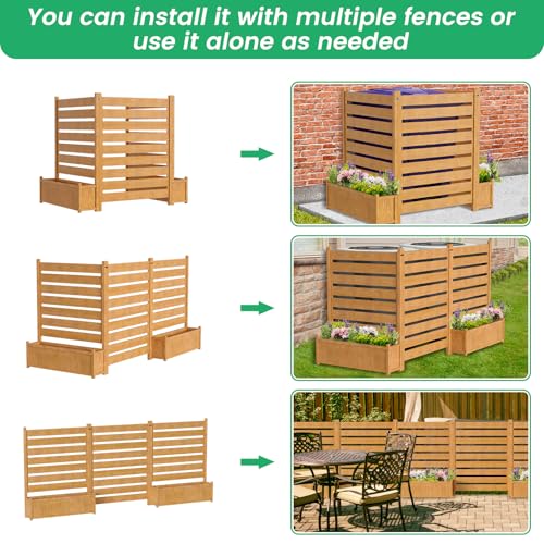 DoCred Air Conditioner Fence, Wood Decorative Fences with Planter Box