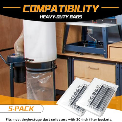 70002 Clear Plastic Dust Collection Bags, 20-Inch x 43-Inch, 5 PCS - style: 5PCS