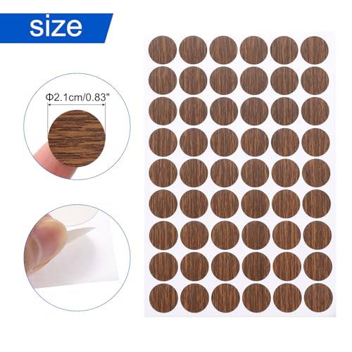 uxcell 7 Sheets/378PCS Self Adhesive Screw Hole Stickers, 2.1cm/0.83" PVC Screw Hole Covers Hole Stickers for Furniture Wood Cabinet Wall Desk Table Bookcase, Light Walnut - color: Light Walnut