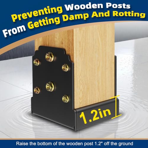 4 Pack 6X6 Post Base for Concrete, Heavy-Duty Post Anchor Bracket Kit - size: 6x6 post base (4 PCS)