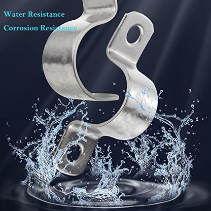 AKIHISA 1 Inch Heavy Duty 2 Hole U-Tube Strap Clamp,10 Pcs Stainless Steel-304 Rigid U-Bracket Pipe Strap Clamp,Wire Pipe Clip Fastener(ID 25mm) - size: 0.98in/25mm 10Pack