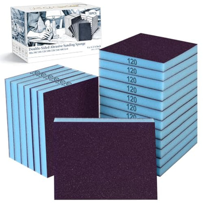 18 Pack Wet Dry Sanding Sponge Set, 120 Grit Foam Blocks Sandpaper - style: 120 Grit
