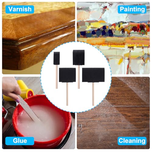 4 Pcs Foam Paint Brushes, 1" 2" 3" 4", Black