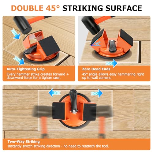 Floor Gap Fixer Tool Heavy Duty Suction Cup for Laminate Vinyl LVP Wood Flooring Gap Repair Kit with Plank Grabber