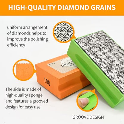 Diamond Hand Polishing Pads,100 Grit Diamond Sanding Pads - color: green