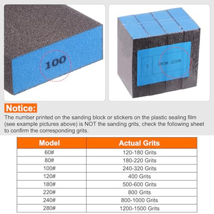 HARFINGTON 4pcs Sanding Sponge Blocks #220 (800-1000 Grits) Wet/Dry Hand Sanding Sponges, 100x70x25mm Foam Sanding Block Pad for Polishing Kitchen Metal Wood Drywall Furniture, Brown&Blue - color: Brown, Blue, size: 800-1000 Grits