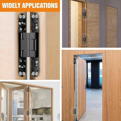 7" Hidden Door Hinge/Concealed Hinges,Invisible Hinges - color: Black, size: 7 inches