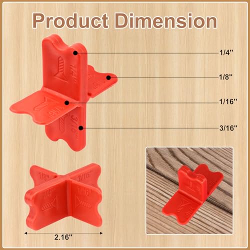 12Pack Deck Spacers Tool, Deck Board Spacers (1/16", 1/8", 3/16", 1/4") Red - color: red