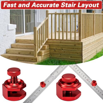4 Pack Stair Gauge Set, Layout Tool for Framing Square, Red - color: Red