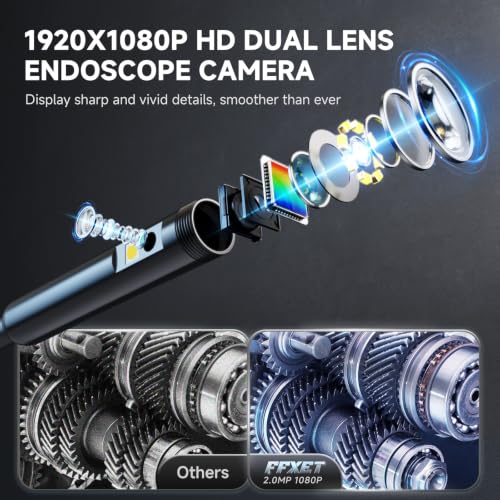Dual Lens Borescope Camera with Light, 4.3" 1080P Handheld Endoscope - size: 4.3inch