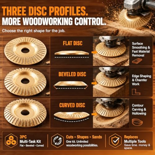 AngleGrinderWood CarvingSet – Tungsten Carbide Grinding&SandingDiscs