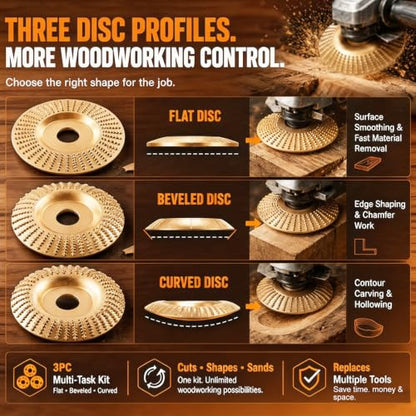 AngleGrinderWood CarvingSet – Tungsten Carbide Grinding&SandingDiscs