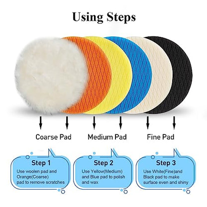 Autolock 3" Buffing Polishing Pads, 6Pcs 85mm Face for 3Inch Backing Plate - size: 3.5 inch 6 pack