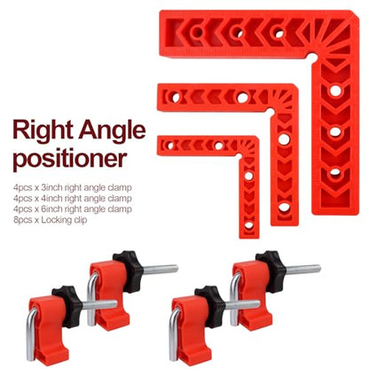 90 Degree Clamp Set for Woodworking, Frames, Cabinets & Boxes, 3/4/6 Inch