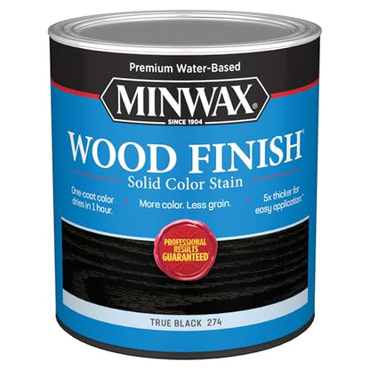 Minwax Wood Finish Water-Based Solid Color Wood Stain, True Black, 1 Quart - style: Solid Color
